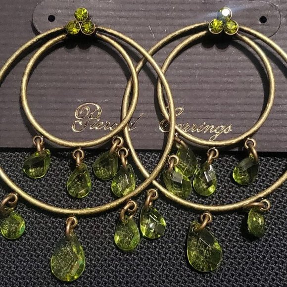 Park Lane Enchanted Bronze/Gold Earrings with Green Crystals - Picture 2 of 2